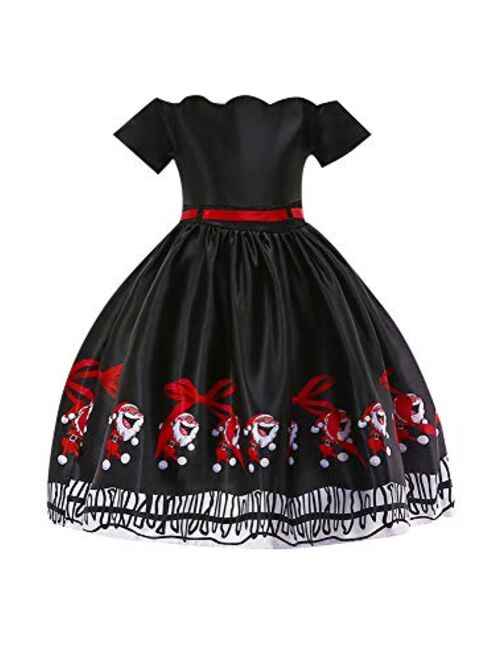 YMING Girls Flower Princess Tutu Party Dress Sequin Flare Lace Princess Dress