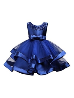 aibeiboutique Little Girl Tutu Flower Petals Bow Dress Chiffon Princess Dresses for Wedding Party