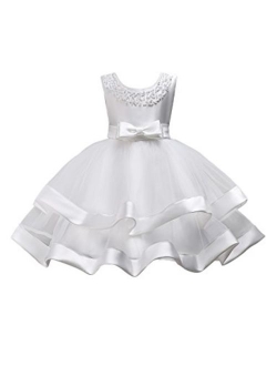 aibeiboutique Little Girl Tutu Flower Petals Bow Dress Chiffon Princess Dresses for Wedding Party