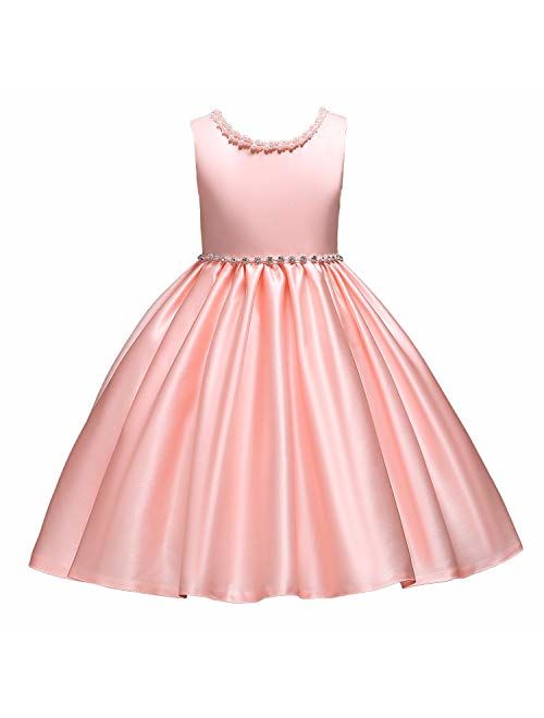 aibeiboutique Little Girl Tutu Flower Petals Bow Dress Chiffon Princess Dresses for Wedding Party