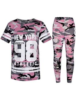 Girls New York Brooklyn 98 Athlectic Camouflage Print Top & Legging Set 7-13 Yr