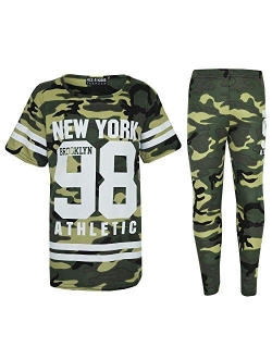 Girls New York Brooklyn 98 Athlectic Camouflage Print Top & Legging Set 7-13 Yr