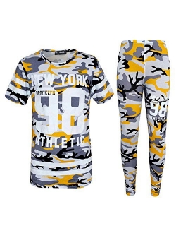 Girls New York Brooklyn 98 Athlectic Camouflage Print Top & Legging Set 7-13 Yr