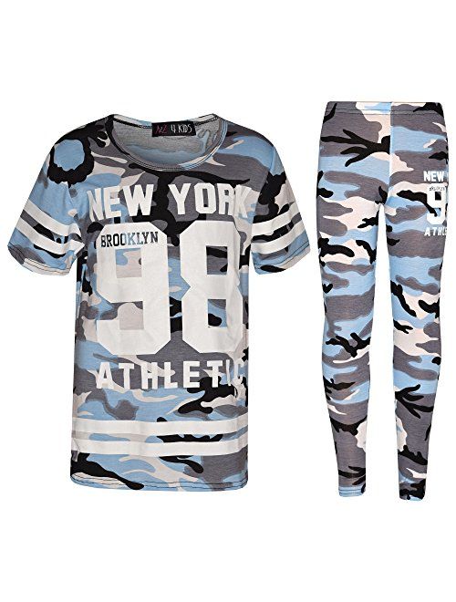 Girls New York Brooklyn 98 Athlectic Camouflage Print Top & Legging Set 7-13 Yr