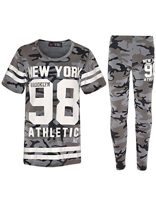 Girls New York Brooklyn 98 Athlectic Camouflage Print Top & Legging Set 7-13 Yr