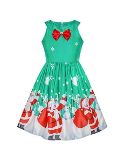 Girls Dress Christmas Eve Christmas Tree Snow Reindeer Party