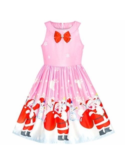 Girls Dress Christmas Eve Christmas Tree Snow Reindeer Party