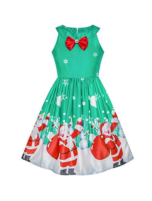 Sunny Fashion Girls Dress Christmas Eve Christmas Tree Snow Reindeer Party