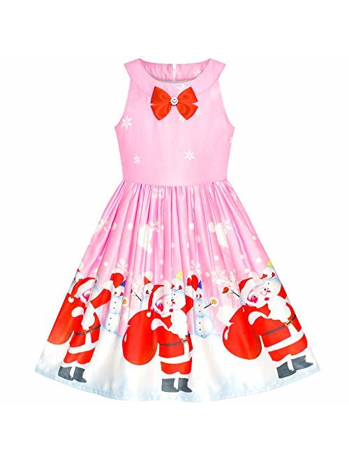 Sunny Fashion Girls Dress Christmas Eve Christmas Tree Snow Reindeer Party