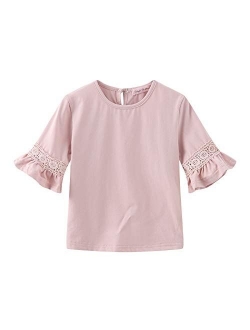 Colorful Childhood Little Girls Ruffle Bat T Shirt Autumn Princess Girl Blouses Spring Tops