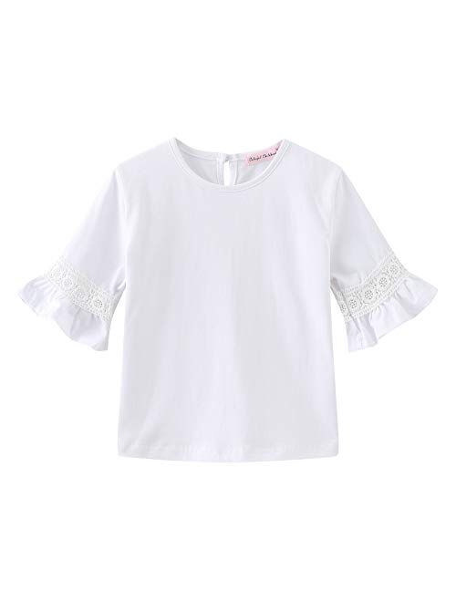 Colorful Childhood Little Girls Ruffle Bat T Shirt Autumn Princess Girl Blouses Spring Tops