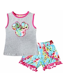 Boutique Girls Disney World Minnie Mouse Capri Outfit - Spring Summer Short Sleeves