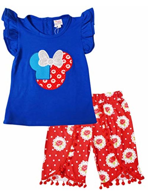 Boutique Girls Disney World Minnie Mouse Capri Outfit - Spring Summer Short Sleeves