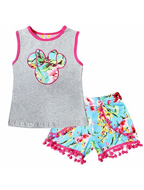 Boutique Girls Disney World Minnie Mouse Capri Outfit - Spring Summer Short Sleeves