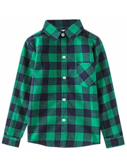 SANGTREE Girls' Long Sleeves Plaid Button Down Shirt, 18M-12 Years