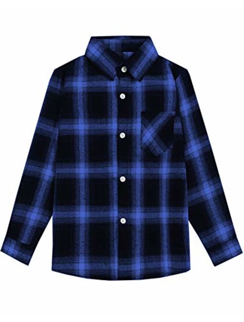 SANGTREE Girls' Long Sleeves Plaid Button Down Shirt, 18M-12 Years