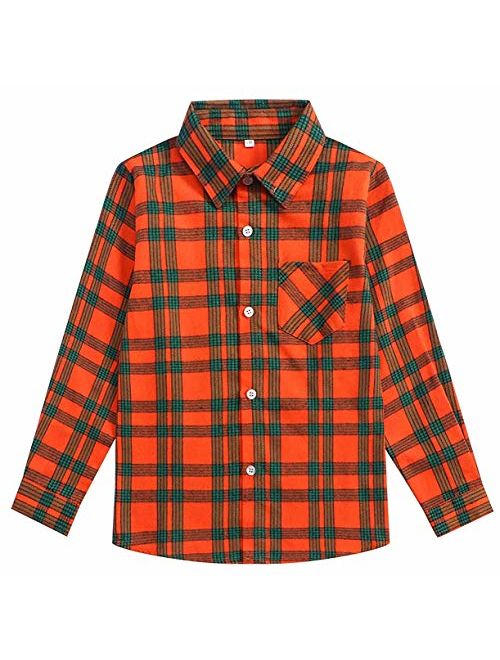 SANGTREE Girls' Long Sleeves Plaid Button Down Shirt, 18M-12 Years