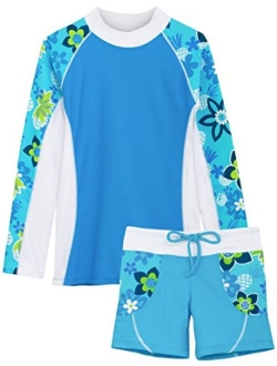 Tuga Girls Two-Piece Long Sleeve Swimsuit Set 2-14 Years, UPF 50+ Sun Protection