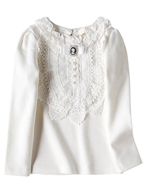 VYU Toddler Little Girls Long Sleeve Blouse 2-8 Years Kids Cotton Warm Shirts