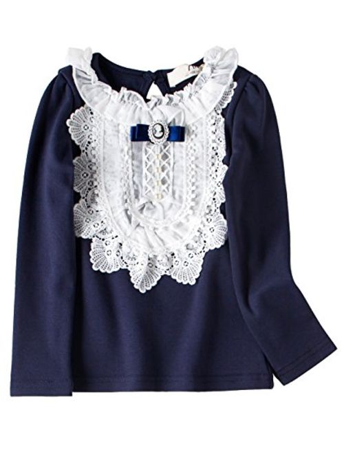 VYU Toddler Little Girls Long Sleeve Blouse 2-8 Years Kids Cotton Warm Shirts