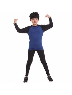 TERODACO Boys Compression Thermal Leggings & Shirts Athletic Base Layer Underwear Set for Hockey Training Basketball