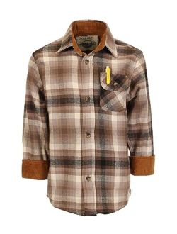 Boy's Single Pocket Flannel Shirt with Corduroy Contrast