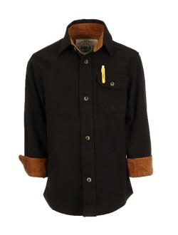 Boy's Single Pocket Flannel Shirt with Corduroy Contrast