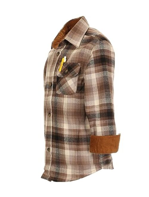 Gioberti Boy's Single Pocket Flannel Shirt with Corduroy Contrast