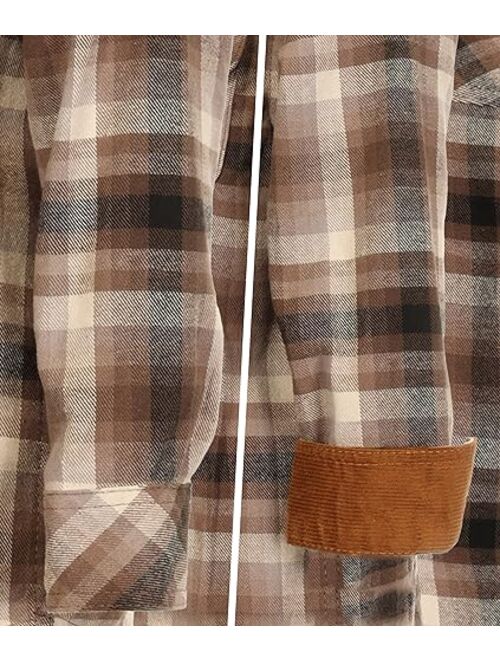 Gioberti Boy's Single Pocket Flannel Shirt with Corduroy Contrast