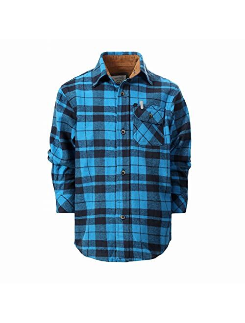 Gioberti Boy's Single Pocket Flannel Shirt with Corduroy Contrast