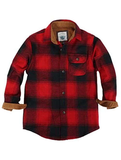 Gioberti Boy's Single Pocket Flannel Shirt with Corduroy Contrast