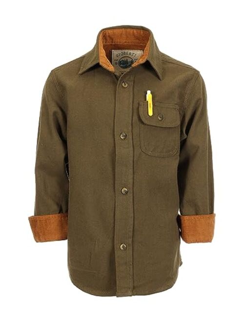 Gioberti Boy's Single Pocket Flannel Shirt with Corduroy Contrast