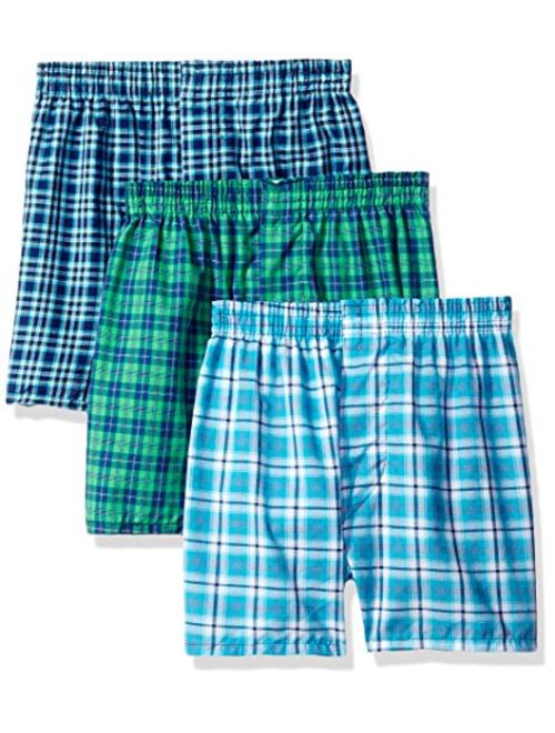 Fruit of the Loom Boys' Tartan Woven Boxer (Pack of 3)