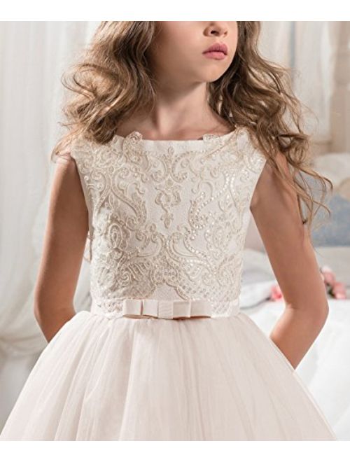 Pink Secquin Flower Girl Pageant Birthday Communion Dresses for Wedding