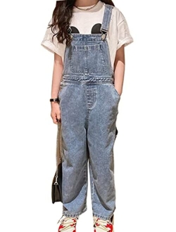 LAVIQK 3-14 Years Kids Big Girls Jumpsuits & Rompers Distressed Bib Denim Overalls Blue Long Jeans Stretchy Ripped Jeans