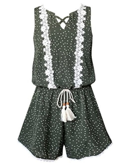 Smukke, Big Girls Vintage Lace Trimmed Romper with Pockets (Many Options), 7-16