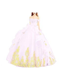 Modeldress Off Shoulder Tulle Prom Ball Gowns Princess Quinceanera Dresses