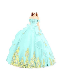 Modeldress Off Shoulder Tulle Prom Ball Gowns Princess Quinceanera Dresses