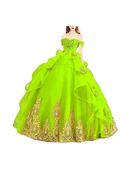 Modeldress Off Shoulder Tulle Prom Ball Gowns Princess Quinceanera Dresses