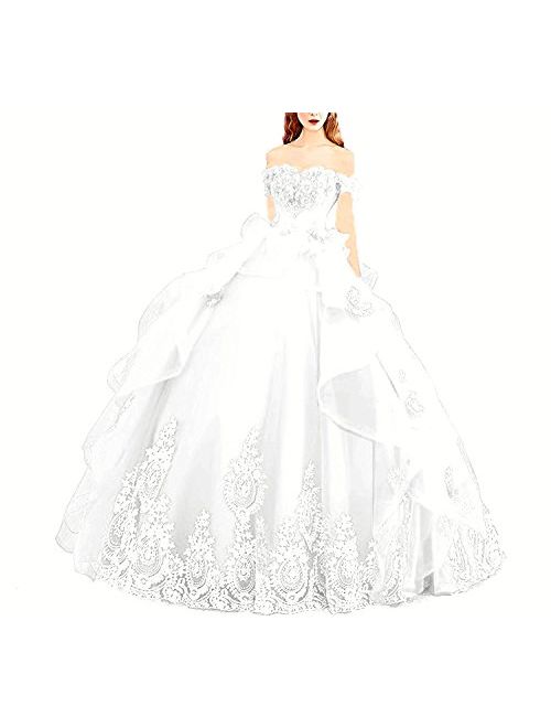 Modeldress Off Shoulder Tulle Prom Ball Gowns Princess Quinceanera Dresses