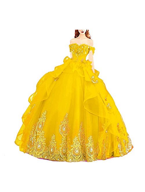 Modeldress Off Shoulder Tulle Prom Ball Gowns Princess Quinceanera Dresses