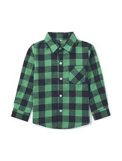 Boys' Girls' Long Sleeve Button Down Plaid Flannel Shirt