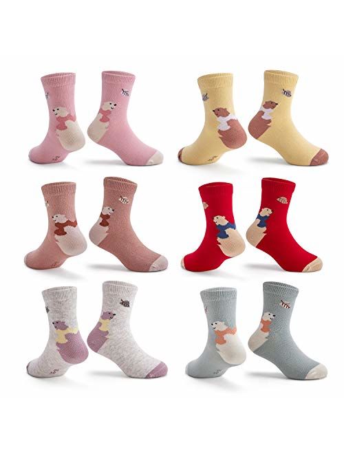 Boys Cotton Crew Socks Kids Seamless Toe Socks Colorful Athletic Quarter Socks