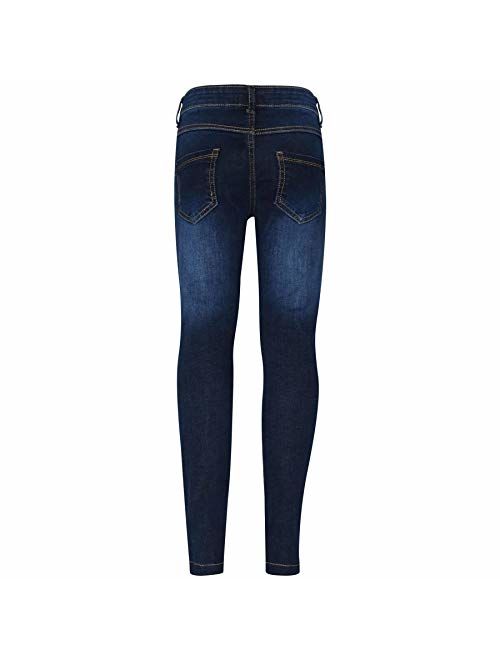 Kids Girls Skinny Jeans Designer Dark Blue Denim Stretchy Pant Fit Trouser 5-13Y