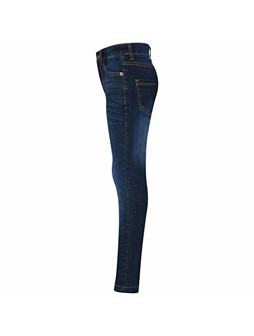 Kids Girls Skinny Jeans Designer Dark Blue Denim Stretchy Pant Fit Trouser 5-13Y