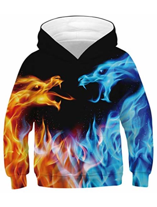 GLUDEAR Boys Girls 3D Print Graphic Sweatshirts Long Sleeve Pullover Hoodies