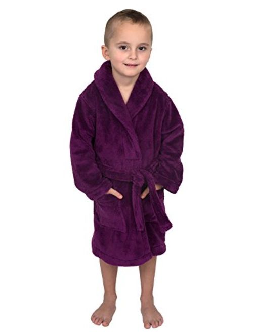 TowelSelections Boys Robe, Kids Plush Shawl Fleece Bathrobe