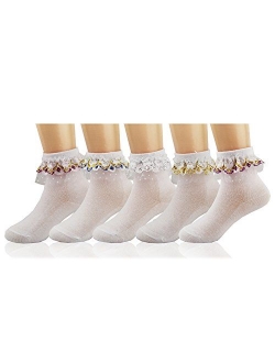 Deer Mum Girls Cute Princess Style Lace Top Dress Socks