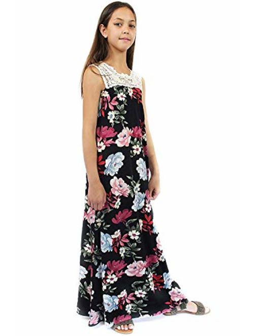 Smukke, Big Girls Tween Beautiful Floral Printed Long Sleeves Dresses (with Options), 7-16