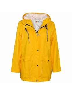 Kids Girls Boys PU Raincoats Jackets Hooded Waterproof Rainmac Cagoule 5-13 Year